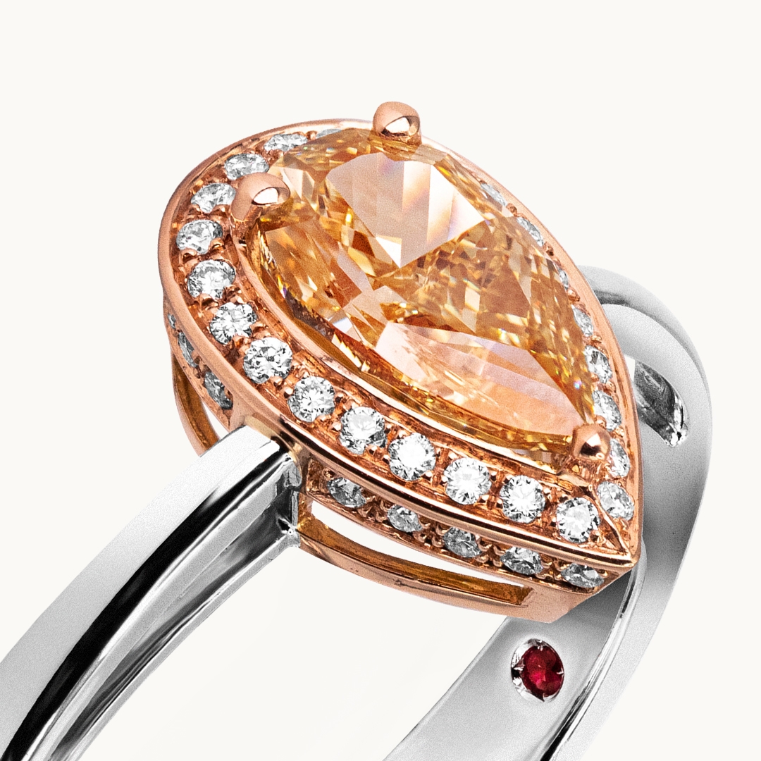 Brown Pear Diamond Engagement Ring