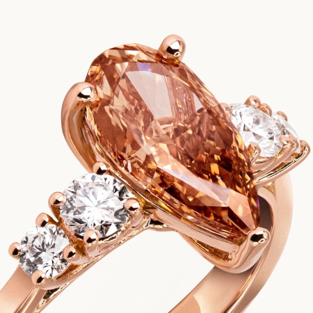 Brown Cushion Diamond Engagement Ring