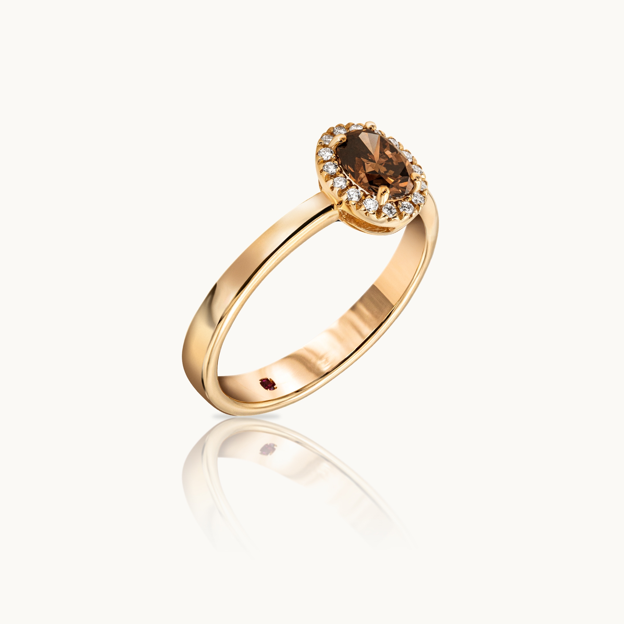 Brown Oval Diamond Engagement Ring