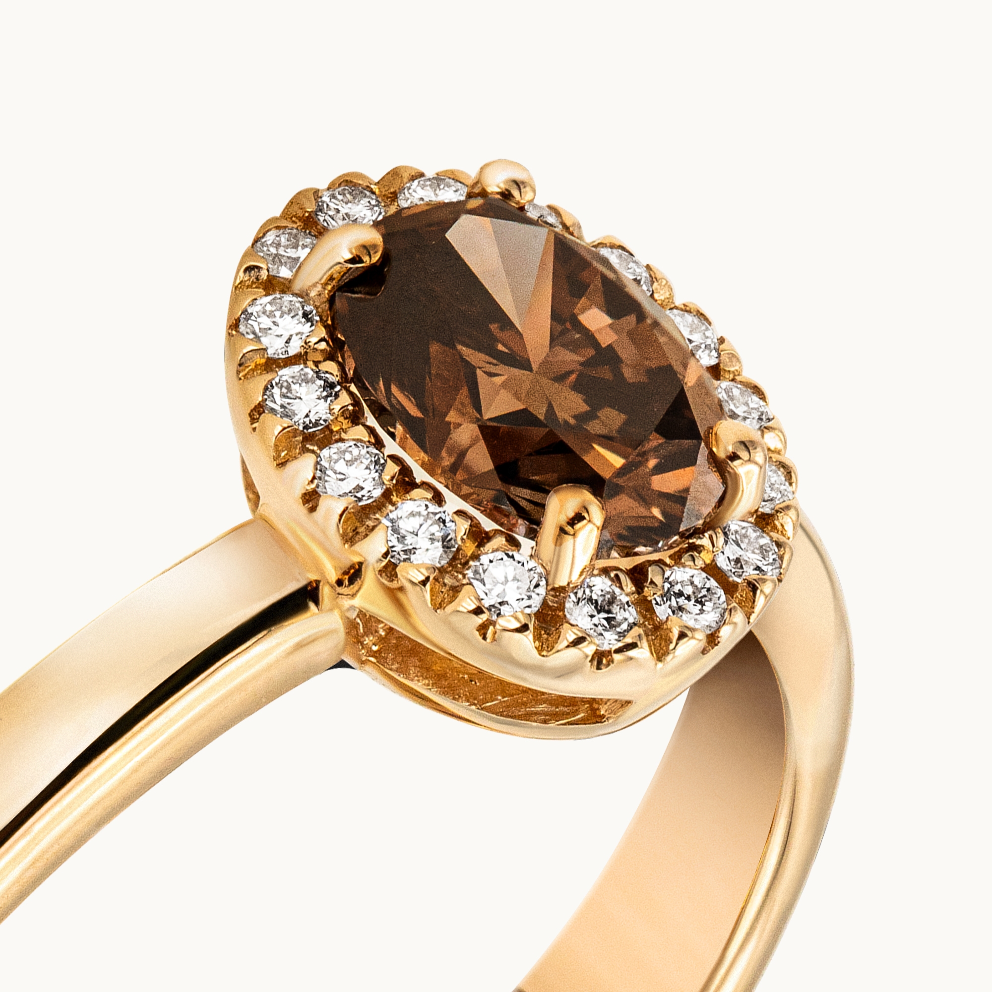 Brown Oval Diamond Engagement Ring