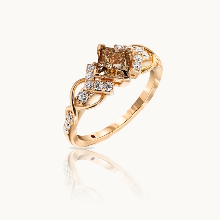 Brown Princess Diamond Engagement Ring