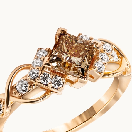 Brown Princess Diamond Engagement Ring
