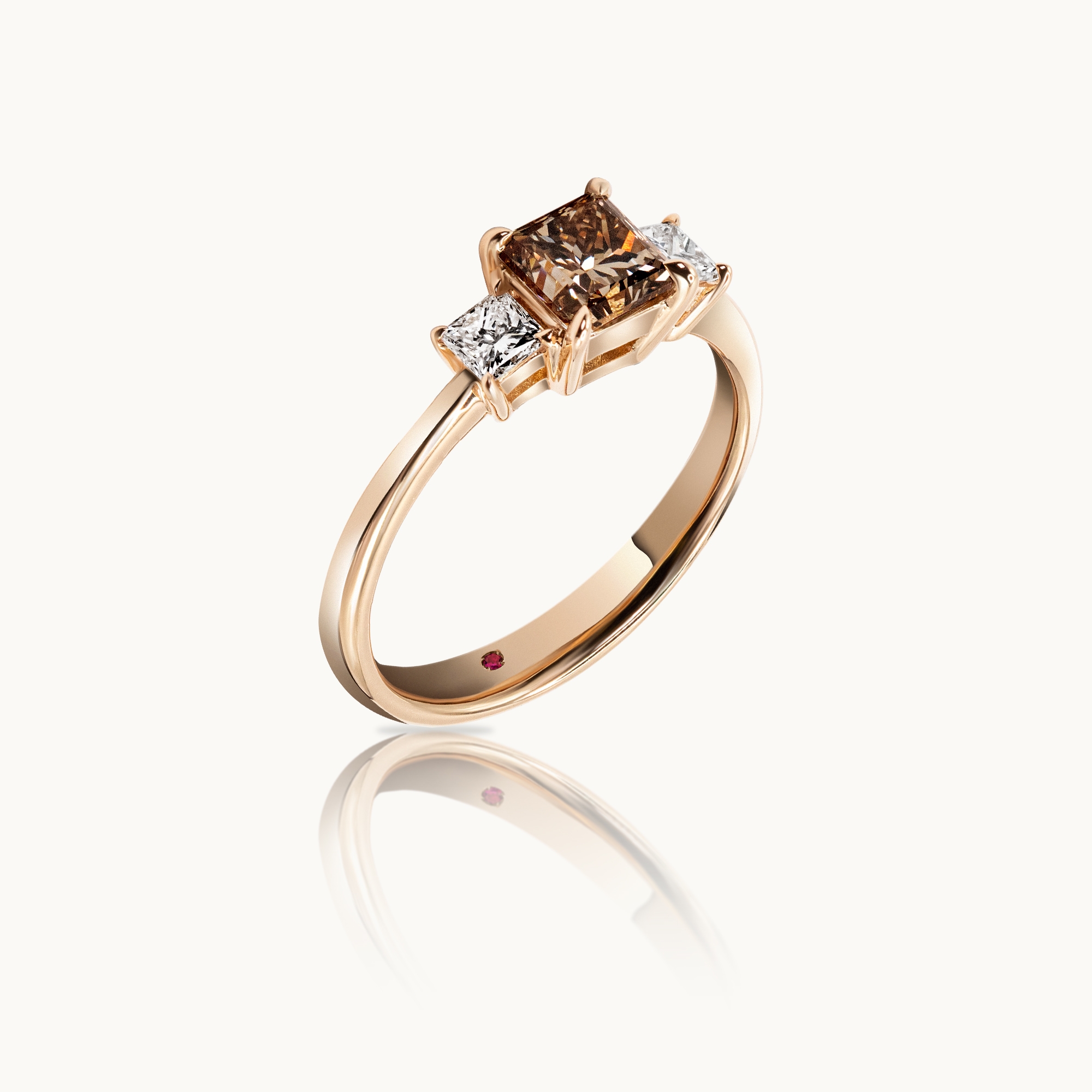 Brown Princess Diamond Engagement Ring