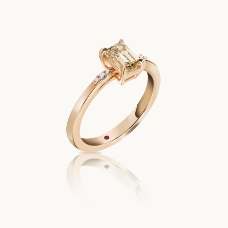 Brown Emerald Diamond Engagement Ring