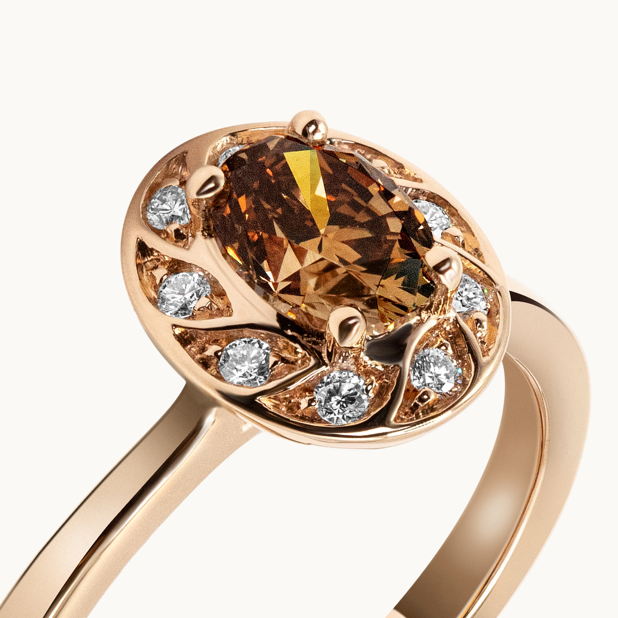 Unazë Fejese me Diamant Oval Kaf