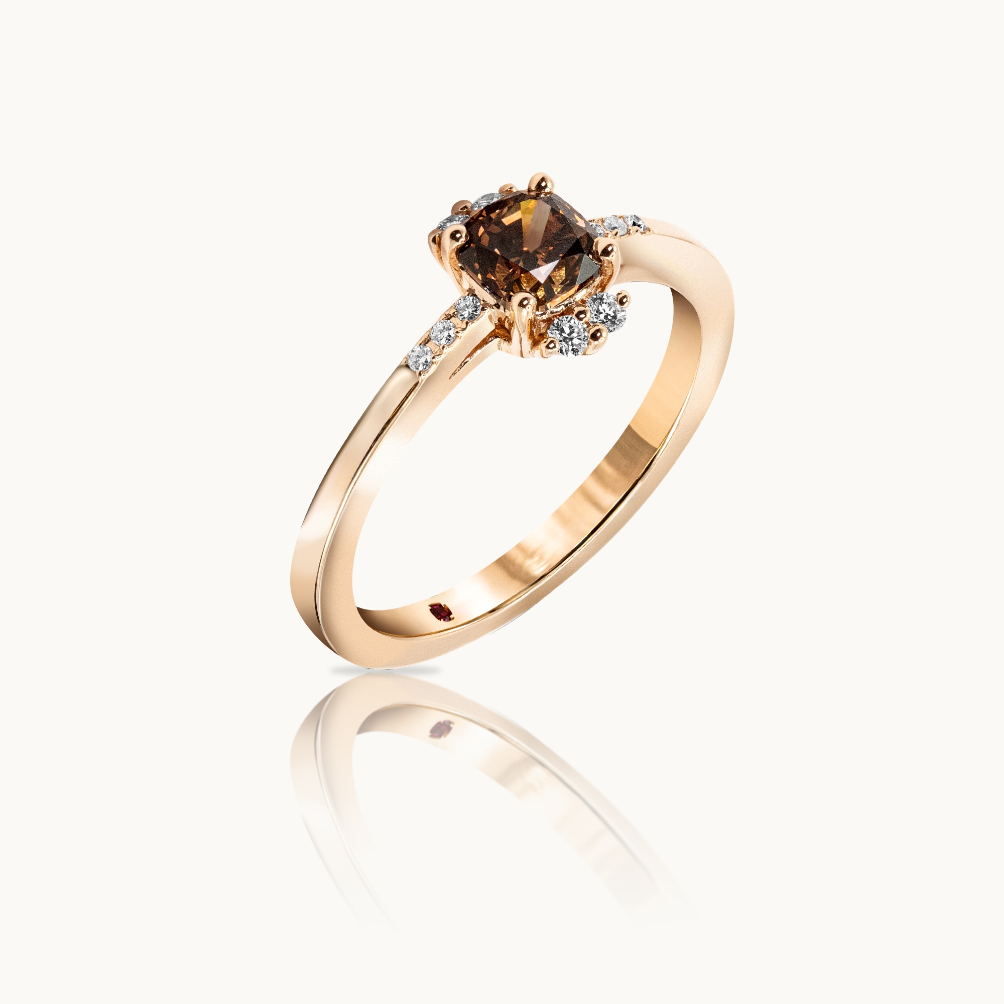 Brown Cushion Diamond Engagement Ring