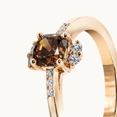 Brown Cushion Diamond Engagement Ring